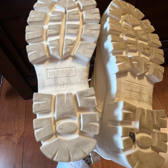 Nine West Cream Nylon Combat womens boots sz7 - Picture 5 of 5